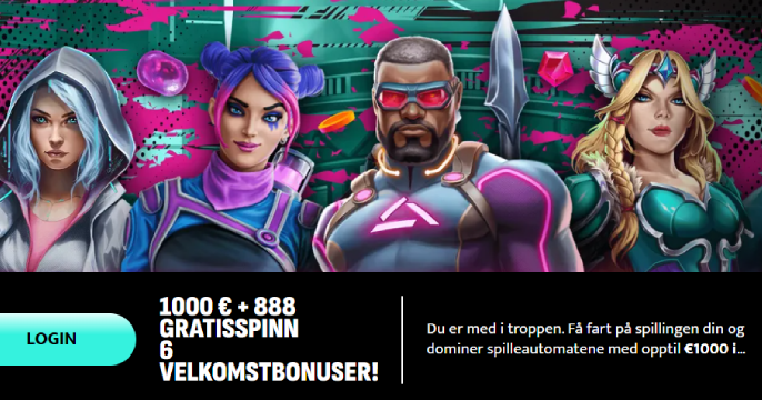 SlotSquad Casino velkomstbanner med EUR-bonus i Danmark